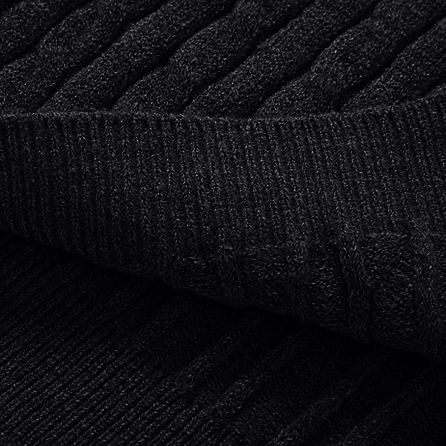 Stylish Black Cable Knit Quarter Zip Pullover Sweater for Men - Perfect for Fall and Winter Casual Wear