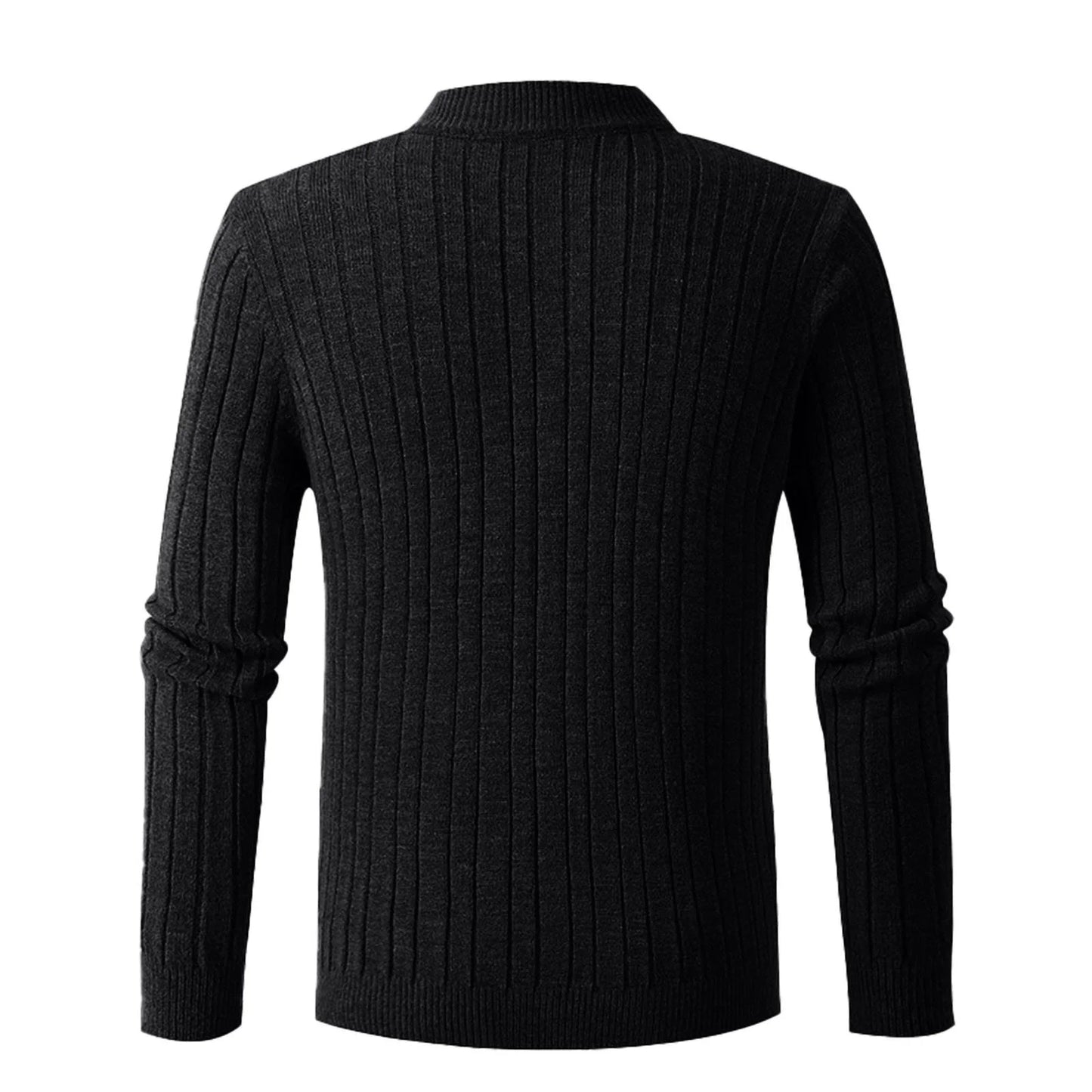 Stylish Black Cable Knit Quarter Zip Pullover Sweater for Men - Perfect for Fall and Winter Casual Wear