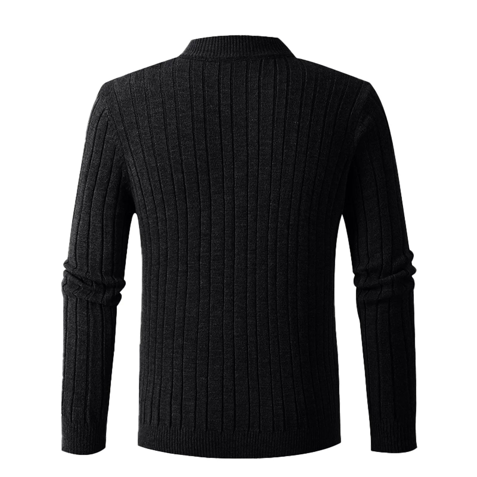 Stylish Black Cable Knit Quarter Zip Pullover Sweater for Men - Perfect for Fall and Winter Casual Wear