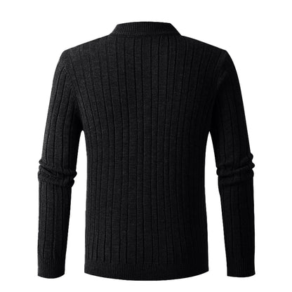 Stylish Black Cable Knit Quarter Zip Pullover Sweater for Men - Perfect for Fall and Winter Casual Wear