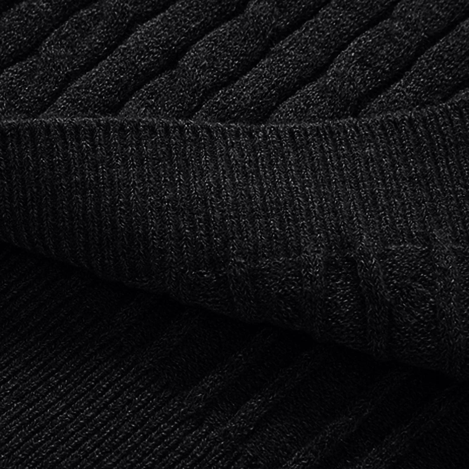 Stylish Black Cable Knit Quarter Zip Pullover Sweater for Men - Perfect for Fall and Winter Casual Wear