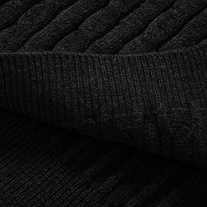 Stylish Black Cable Knit Quarter Zip Pullover Sweater for Men - Perfect for Fall and Winter Casual Wear